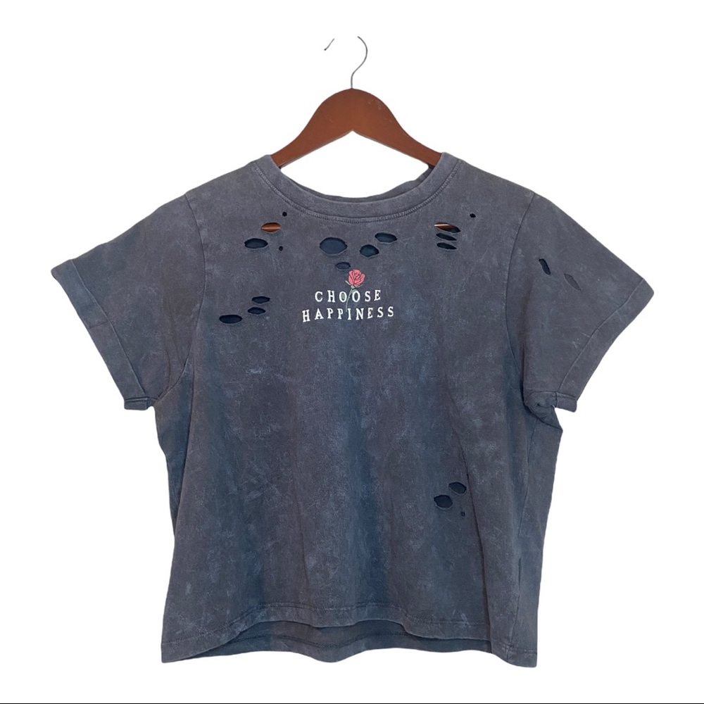 Grey choose happiness graphic tee small
